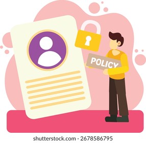 Man holding policy for account security illustration