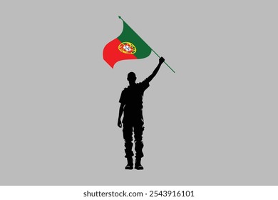 A Man holding a Portugal flag, Portugal flag vector graphic, Portugal country flag is a symbol of freedom, National Portugal flag, vector illustration
