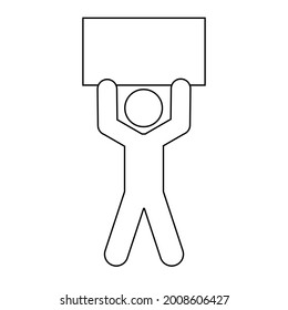 Man holding a poster icon People in motion active lifestyle sign