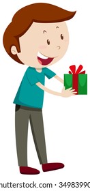 Hombre sosteniendo la ilustración de la caja
