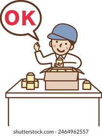 A man holding a product and giving an OK sign.