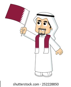 Man Holding Qatar flag