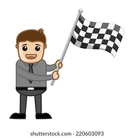 Man Holding Racing Flag