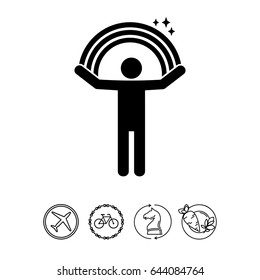 Man Holding Rainbow Icon