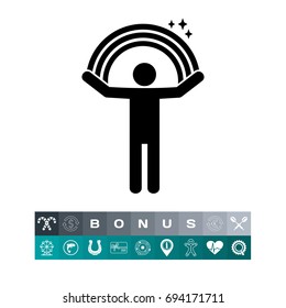 Man Holding Rainbow Icon