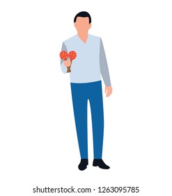 Man holding rattle, flat  character