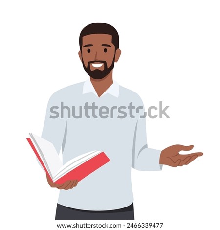 Similar – Image, Stock Photo Young man holding book in sunlit urban setting
