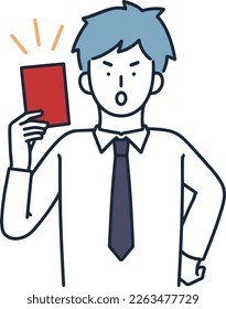 Man holding red card Simple Illustration
