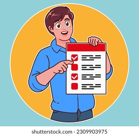 a man holding a requirement sheet, Checklist concept