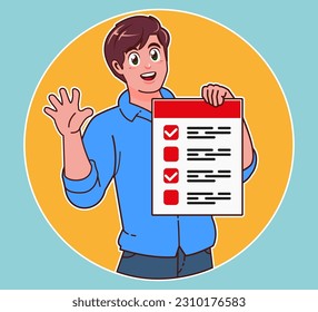 a man holding a requirement sheet, Checklist concept