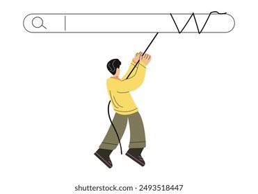 Man holding rope  Grazing on the Google flat design illustrations vactor Online Business groth digital business business and Finance icons 