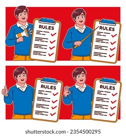Man holding rule board with checkmark