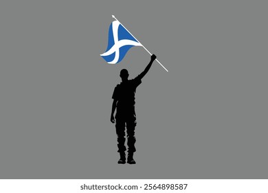 A Man holding a Scotland flag, Scotland flag vector graphic, Scotland country flag is a symbol of freedom, National Scotland flag, vector illustration
