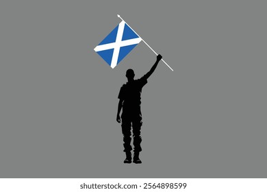 A Man holding a Scotland flag, Scotland flag vector graphic, Scotland country flag is a symbol of freedom, National Scotland flag, vector illustration
