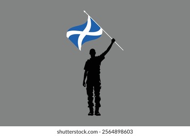 A Man holding a Scotland flag, Scotland flag vector graphic, Scotland country flag is a symbol of freedom, National Scotland flag, vector illustration
