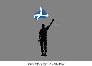 A Man holding a Scotland flag, Scotland flag vector graphic, Scotland country flag is a symbol of freedom, National Scotland flag, vector illustration
