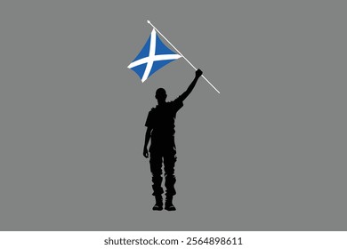 A Man holding a Scotland flag, Scotland flag vector graphic, Scotland country flag is a symbol of freedom, National Scotland flag, vector illustration
