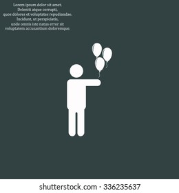 man holding several balloons. icon. vector design