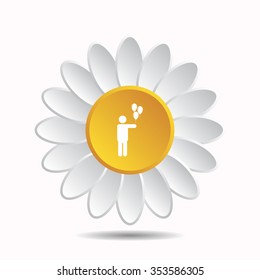 man holding several balloons icon