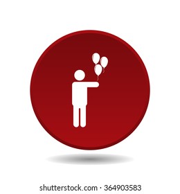 man holding several balloons icon, vector illustration. Modern design. Flat design style