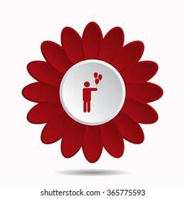 man holding several balloons icon, vector illustration. Modern design. Flat design style, flower icon