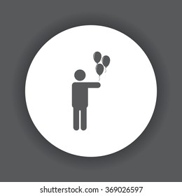 man holding several balloons icon, vector illustration. Modern design. Flat design style