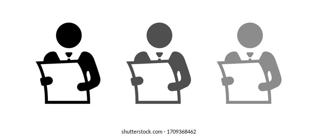 Man Holding A Sheet Of Paper Icon.