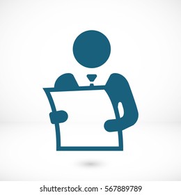 man holding a sheet of paper icon