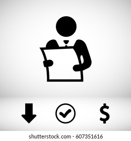 man holding a sheet of paper icon