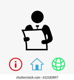 man holding a sheet of paper icon