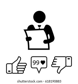 man holding a sheet of paper icon