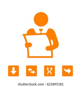 man holding a sheet of paper icon