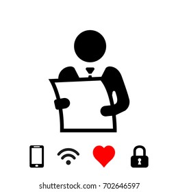 man holding a sheet of paper icon