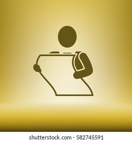 man holding a sheet of paper vector icon