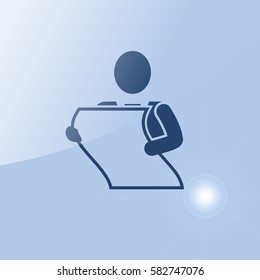 man holding a sheet of paper vector icon