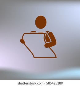 man holding a sheet of paper vector icon