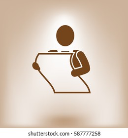 man holding a sheet of paper vector icon