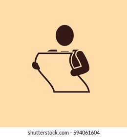 man holding a sheet of paper vector icon