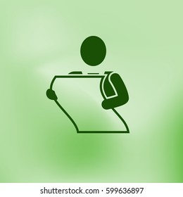 man holding a sheet of paper vector icon
