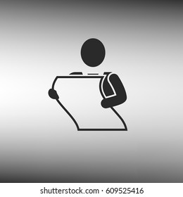 man holding a sheet of paper vector icon