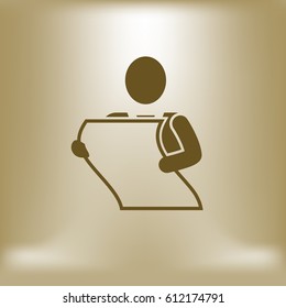 man holding a sheet of paper vector icon