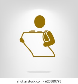 man holding a sheet of paper vector icon