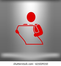 man holding a sheet of paper vector icon
