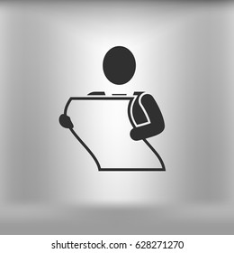 man holding a sheet of paper vector icon