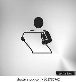 man holding a sheet of paper vector icon