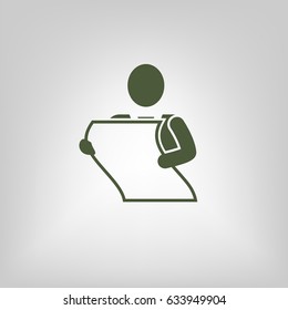 man holding a sheet of paper vector icon