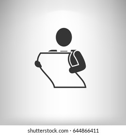 man holding a sheet of paper vector icon