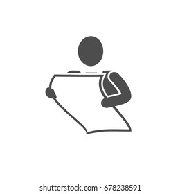 man holding a sheet of paper vector icon