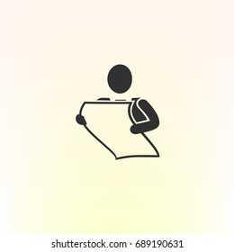 man holding a sheet of paper vector icon