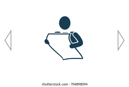 man holding a sheet of paper vector icon